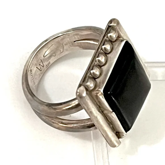 ♟️Signed - Wayne Panteah, Zuni Vintage Onyx Sterling Silver Ring